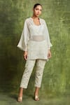 Buy_Sue Mue_Off White Mulmul Cotton Applique Embroidered Hania Top And Pant Set _at_Aza_Fashions