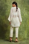 Shop_Sue Mue_Off White Mulmul Cotton Applique Embroidered Hania Top And Pant Set _at_Aza_Fashions