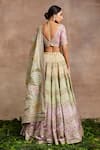 Shop_Sue Mue_Multi Color Handwoven Silk Tissue Embroidery Shayla Block And Lehenga Set _at_Aza_Fashions