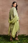 Shop_Sue Mue_Green Handwoven Silk Tissue Embroidery Saira Gada Hand Kurta Set _at_Aza_Fashions