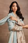 Sue Mue_Peach Handwoven Silk Tissue Naba Hand Butti Kurta Salwar Set _Online_at_Aza_Fashions