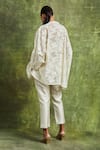 Shop_Sue Mue_Off White Banarasi Handwoven Jacquard Mulmul Hajra Pattern Shirt Trouser Set _at_Aza_Fashions