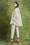 Buy_Sue Mue_Off White Banarasi Handwoven Jacquard Mulmul Hajra Pattern Shirt Trouser Set _Online_at_Aza_Fashions