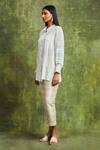 Buy_Sue Mue_Off White Pure Silk Georgette And Banarasi Maha Lace Shirt Trouser Set _Online_at_Aza_Fashions