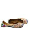 Shop_Yassio_Blue Embroidered Eleanor Chevron Juttis _at_Aza_Fashions