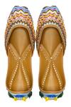 Buy_Yassio_Blue Embroidered Eleanor Chevron Juttis _Online_at_Aza_Fashions