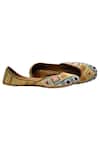 Shop_Yassio_Yellow Haniya Bead Embroidered Juttis _at_Aza_Fashions