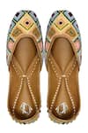 Yassio_Yellow Haniya Bead Embroidered Juttis _Online_at_Aza_Fashions