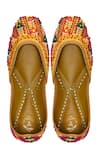 Yassio_Yellow Hunoon Mirror And Thread Embroidered Juttis_Online_at_Aza_Fashions