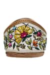 Yassio_White Sayonee Thread Embroidered Juttis _Online_at_Aza_Fashions