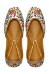 Buy_Yassio_White Sayonee Thread Embroidered Juttis _Online_at_Aza_Fashions