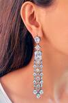 Buy_PRERTO_White Diamonds, Crystals Siruis Embellished Hoops_at_Aza_Fashions