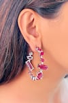 Buy_Prerto_Pink Embellished Statement Ruby Hoops_at_Aza_Fashions
