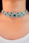 Buy_PRERTO_Green Stones, Crystals Zamarrud Emerald Embellished Choker Set _at_Aza_Fashions