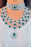 Buy PRERTO Green Rhinestones, Stones Maharani Sydney Emerald Embellished Necklace Set at Aza Fashions Buy_PRERTO_Green Rhinestones, Stones Maharani Sydney Emerald Embellished Necklace Set _at_Aza_Fashions
