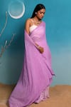 Buy_Paaprika_Purple Pure Georgette Mukaish Embroidered Saree _Online_at_Aza_Fashions