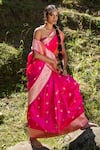 Shop_Paaprika_Pink Pure Silk Woven Banarasi Motifs Saree _at_Aza_Fashions