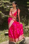 Shop_Paaprika_Pink Pure Silk Woven Banarasi Motifs Saree _Online_at_Aza_Fashions