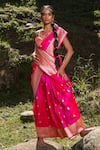 Paaprika_Pink Pure Silk Woven Banarasi Motifs Saree _at_Aza_Fashions