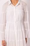 Shop_SHIMONA_Off White Organic Cotton Solid Shirt Collar Tiered Dress _Online_at_Aza_Fashions