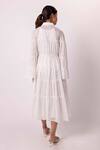 Shop_SHIMONA_Off White Organic Cotton Solid Shirt Collar Tiered Dress _at_Aza_Fashions