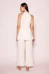 Shop_SHIMONA_Off White Seer Sucker Solid Halter Neck Classic Textured Top With Pant _at_Aza_Fashions