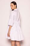 Shop_SHIMONA_White Cotton Satin Solid Shirt Collar Pearl On The Beach Tiered Dress _at_Aza_Fashions
