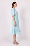 Shop_SHIMONA_Blue Cotton Satin Round Water Ballet Cutout Midi Dress  _Online_at_Aza_Fashions