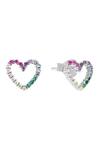Buy_Curio Cottage_Silver Plated Crystals, Cut Work Rainbow Heart Studded Earrings _Online_at_Aza_Fashions
