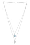 Curio Cottage_Silver Plated Mingling Of Hamsa And Evil Eye Necklace _Online_at_Aza_Fashions