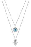Buy_Curio Cottage_Silver Plated Mingling Of Hamsa And Evil Eye Necklace _Online_at_Aza_Fashions