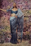 Buy_Shilpi Gupta_Grey Uranus Embroidered Saree With Blouse _at_Aza_Fashions