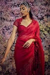 Shilpi Gupta_Venus Border Embroidered Ruffle Saree With Blouse _Online_at_Aza_Fashions