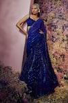 Buy_Shilpi Gupta_Blue Malin Embroidered Pre-draped Skirt Saree With Blouse _at_Aza_Fashions