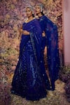 Shop_Shilpi Gupta_Blue Malin Embroidered Pre-draped Skirt Saree With Blouse _Online_at_Aza_Fashions