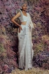 Buy_Shilpi Gupta_White Pluto Embroidered Pre-draped Skirt Saree With Blouse _at_Aza_Fashions