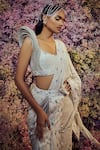 Shop_Shilpi Gupta_White Pluto Embroidered Pre-draped Skirt Saree With Blouse _Online_at_Aza_Fashions