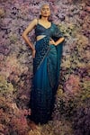 Buy_Shilpi Gupta_Blue Orbit Embroidered Saree With Blouse _at_Aza_Fashions