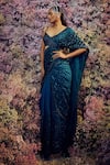 Shilpi Gupta_Blue Orbit Embroidered Saree With Blouse _Online_at_Aza_Fashions