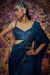 Buy_Shilpi Gupta_Blue Orbit Embroidered Saree With Blouse _Online_at_Aza_Fashions