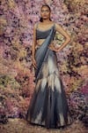 Shilpi Gupta_Grey Shadow Embroidered Pre-draped Skirt Saree With Blouse_Online_at_Aza_Fashions