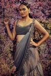 Shop_Shilpi Gupta_Grey Shadow Embroidered Pre-draped Skirt Saree With Blouse_Online_at_Aza_Fashions