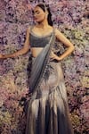 Shilpi Gupta_Grey Shadow Embroidered Pre-draped Skirt Saree With Blouse_at_Aza_Fashions