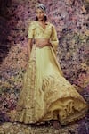 Shop_Shilpi Gupta_Yellow Shama Embroidered Blouse Lehenga Set _at_Aza_Fashions