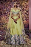 Buy_Shilpi Gupta_Yellow Iktaara Embroidered Blouse Lehenga Set _at_Aza_Fashions