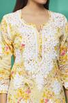 Shop_The Chikankarists_Yellow Mul Cotton Printed Kurta And Chikankari Palazzo Set_Online_at_Aza_Fashions