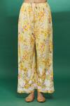 The Chikankarists_Yellow Mul Cotton Printed Kurta And Chikankari Palazzo Set_at_Aza_Fashions