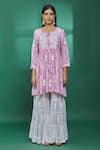 The Chikankarists_Purple Modal Cotton Tiered Chikankari A-line Kurta_Online_at_Aza_Fashions