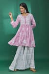 Buy_The Chikankarists_Purple Modal Cotton Tiered Chikankari A-line Kurta_Online_at_Aza_Fashions