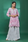 Shop_The Chikankarists_Purple Modal Cotton Tiered Chikankari A-line Kurta_Online_at_Aza_Fashions